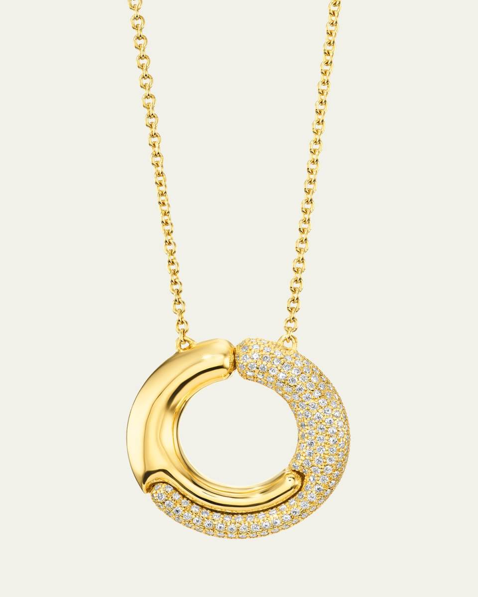 18K Yellow Gold Holos Circle Necklace with Diamonds